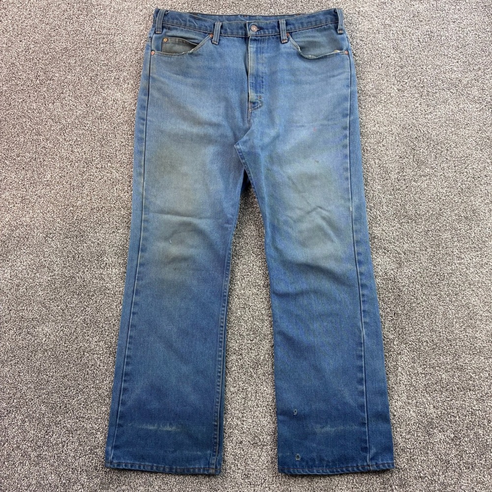 Vintage 80s JCPenney Plain Pockets Jeans Mens 36x30 Light Wash Denim Boot Cut